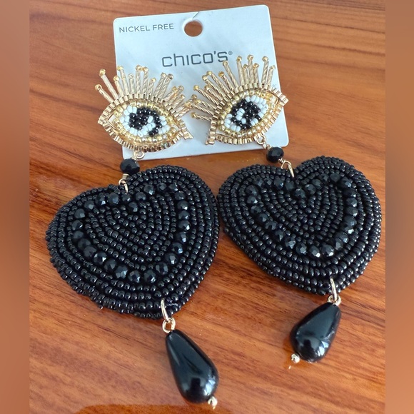 Chico's Jewelry - Chico's Beaded Evil Eye and Heart Earrings NWT
